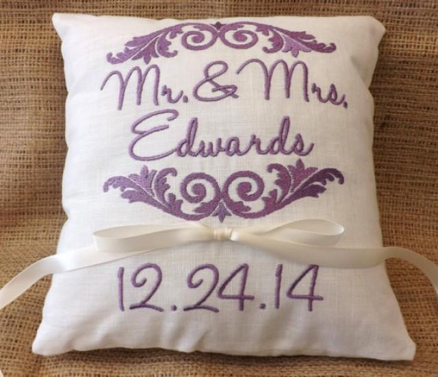 Monogram wedding ring bearer pillow