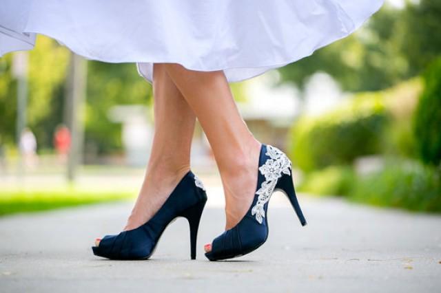 navy heels wedding