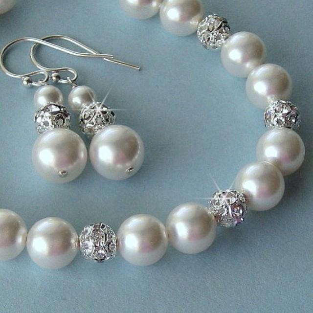 Bridal Pearl Bracelet And Earrings Set Crystal Bridal Pearl Bracelet And Earrings Set Crystal Drop Wedding Jewelry By Janicemarie 2225975 Weddbook