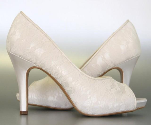 ivory peep toe bridal shoes