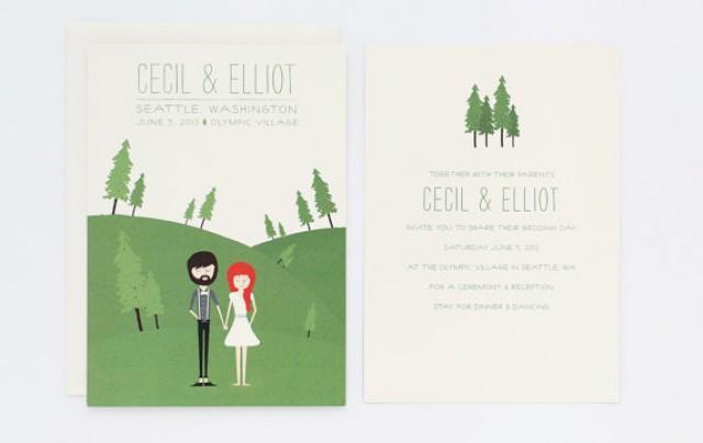 Rustic Wedding Invitation Illustration - Custom Illustrated Invite - Cecil &amp; Elliot