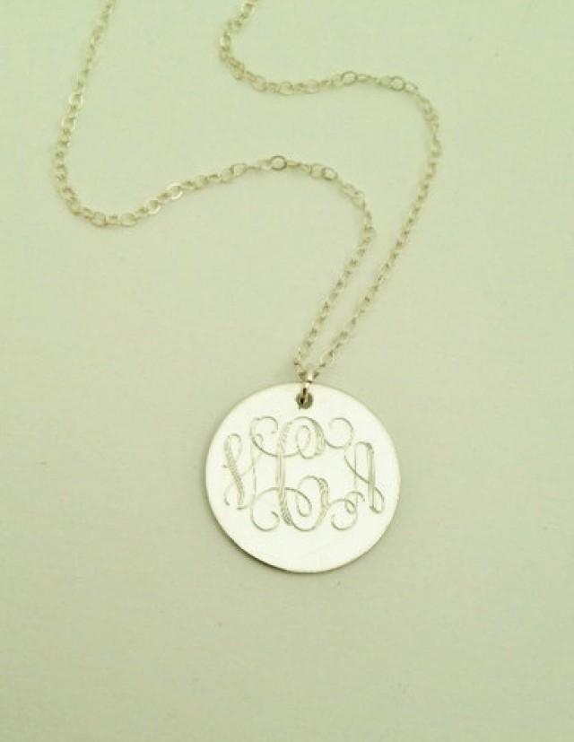 wedding photo - Monogrammed Necklace in Sterling Silver for Women or Bridesmaid Present
