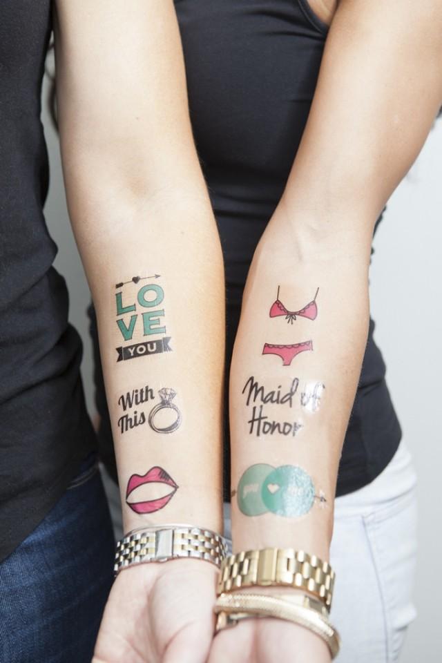 Hochzeitshäppchen DIY Tattoo Aufkleber Für Braut Party, JGA & Co