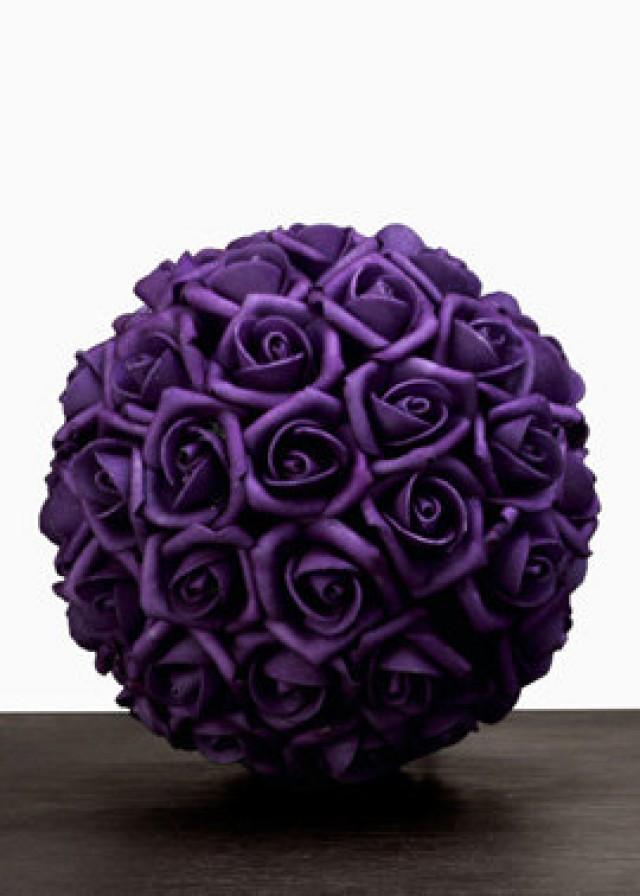 10 Purple Kissing Balls Faux Eggplant Purple 6" Rose Balls Deep Purple