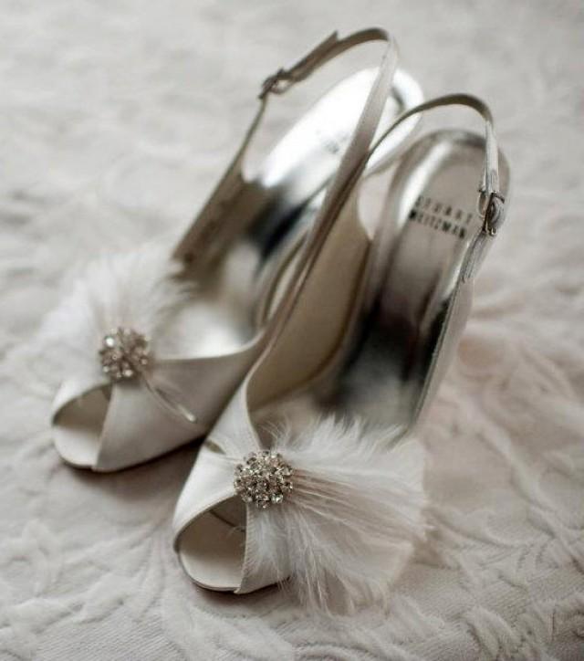 wedding photo - Wedding Shoe Clips -  Feather Shoe Clips