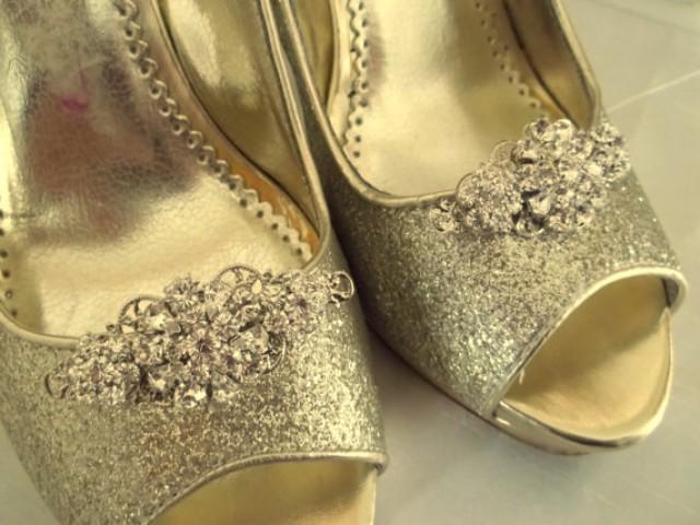 wedding photo - Wedding Shoe Clips Vintage Style Swarovski Crystal Bridal Clips for Wedding Shoes, Pumps, Prom, Gift