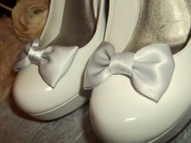 wedding photo - Wedding Bridal Shoe Clips - Satin Bows Bridal Wedding, Prom, Special Occasion Shoe Clips -Pageant, Dance, clips for shoes