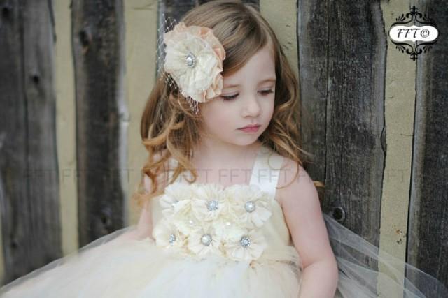 wedding photo - Ivory, Cream or White, Vintage, Flower Girl Dress, Tutu Dress, Newborn-24m, 2t,2t,4t,5t, 6, birthday