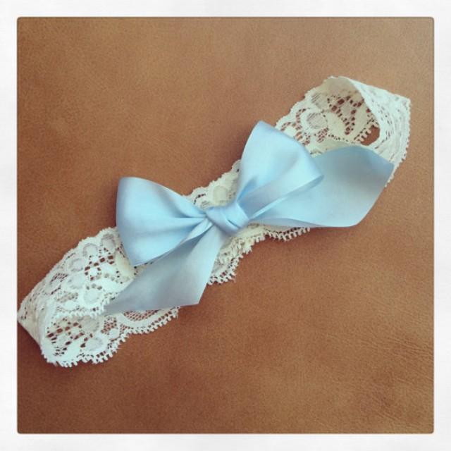 wedding photo - Ivory Lace Garter + Robin Egg blue bow - Wedding Garter - Prom Garter - Something Blue - Lingerie Shower - Bridal Shower - GIFT -BEST SELLER