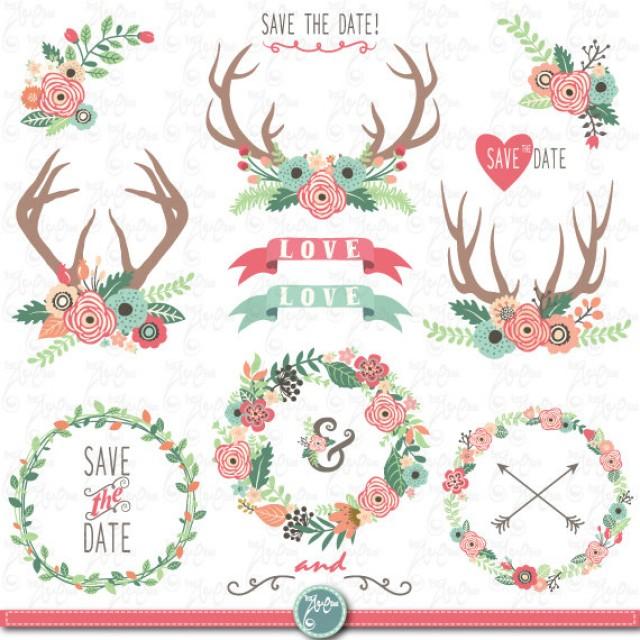 Wedding Clip Art "WEDDING FLOWER WREATH" Clipart,Floral ...