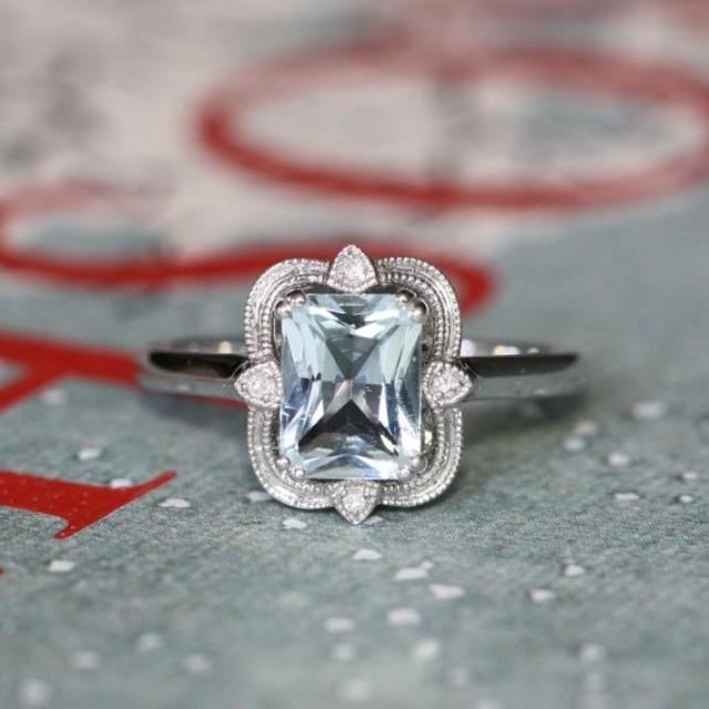 Aquamarine birthstone engagement rings