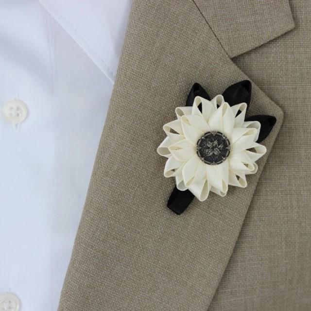 Mens Boutonniere, Grooms Flower, Mens Lapel Flower, Mens