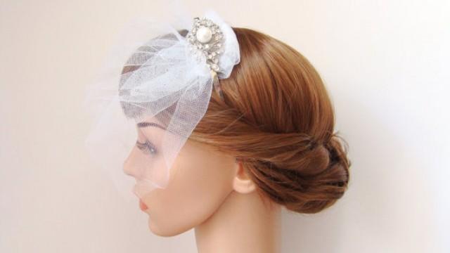 wedding photo - Bridal Veil, Half Face Wedding Veil, Alice Band Veil, Bridal Hair Piece