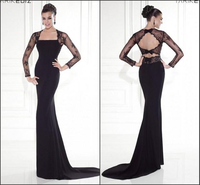 2015 Long Sleeve Backless Mermaid Evening Dresses Black Bow Tarik Ediz ... 2015 Long Sleeve Backless Mermaid Evening Dresses Black Bow Tarik Ediz ...
