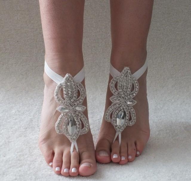 wedding photo - ivoire strass mariage de plage sandales aux pieds nus wedding photo - ivoire strass mariage de plage sandales aux pieds nus