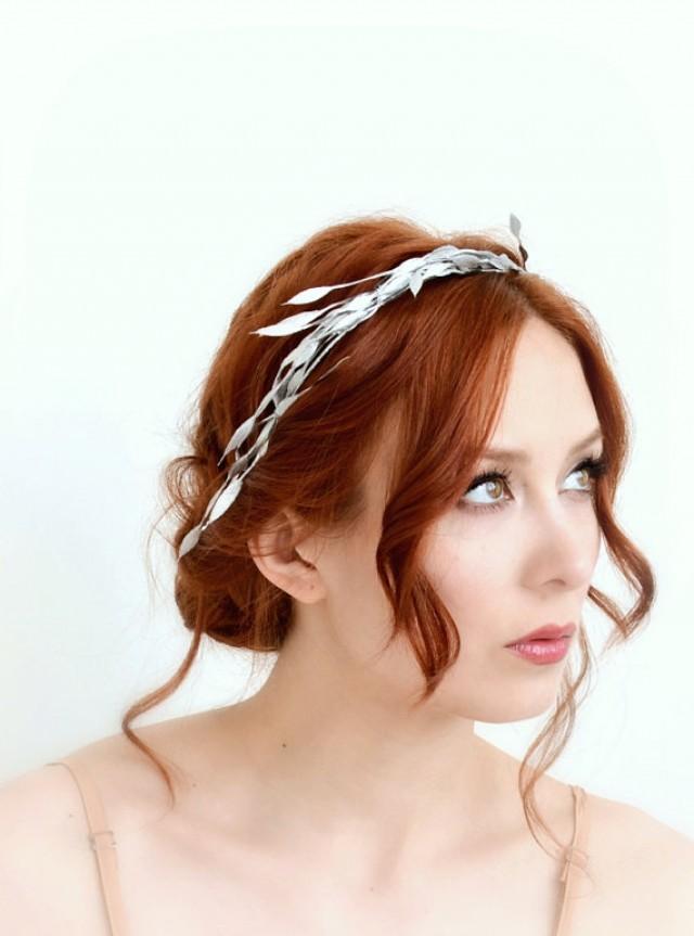 wedding photo - Leaf crown, silver branch crown, bridal head piece, hair accessory, wedding accessories