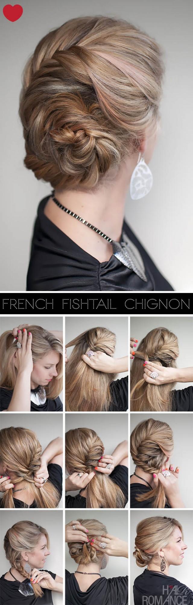 wedding photo - French Fishtail Braid Hairstyle Tutorial