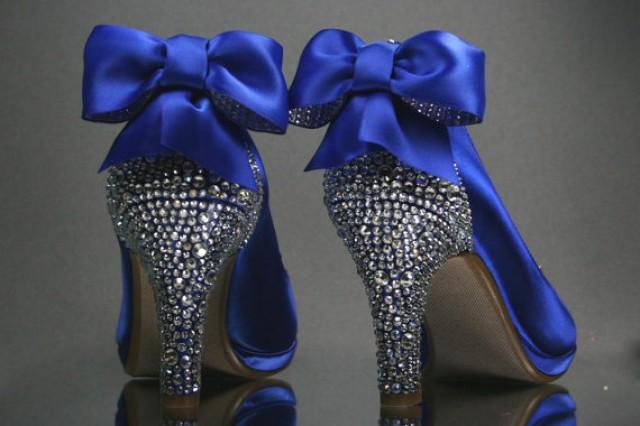Wedding Shoes Royal Blue Peep Toe Wedding Shoes With Silver