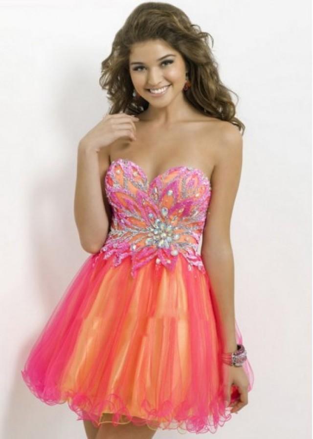 wedding photo - Fashion Cheap Hot Pink Yellow Beaded Two Tone Strapless Short Cocktail Dress $243