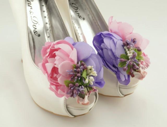 wedding photo - Vintage inspired bridal shoe clips satin bridal shoe clips shoe jewelry flower shoe clips bridal shoe clips