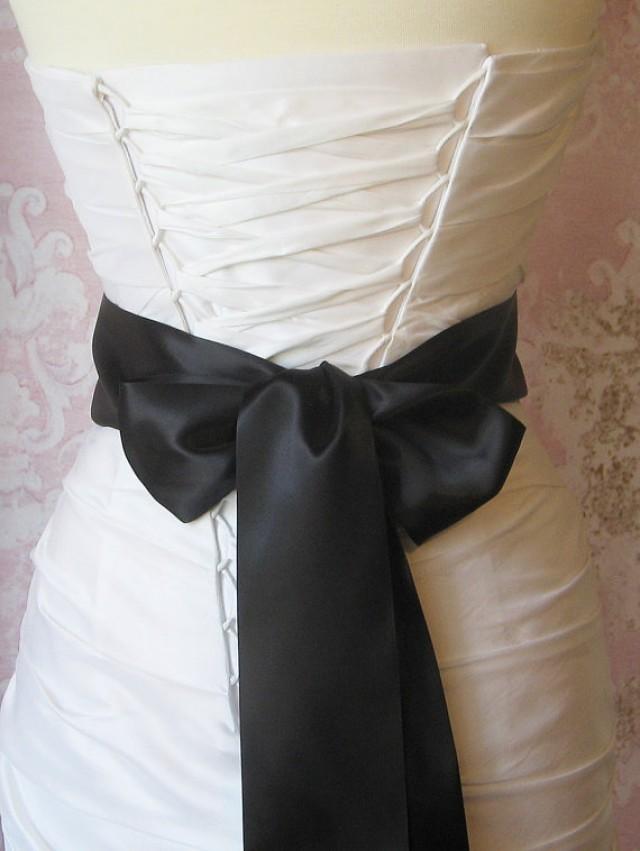 Double Face Black Satin Ribbon, 3 Inch Wide, Ribbon Sash, Black Bridal