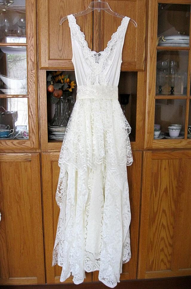 Cream / Ivory Tattered Alternative Bride Bohemian Boho ...
 Gypsy Boho Dress