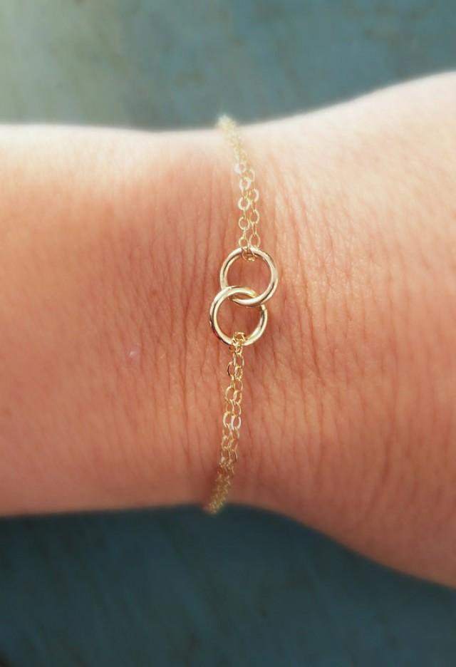 wedding photo - Gold Eternity Bracelet Linked Circles Mom Gift Daughter Gift Friendship Bracelet Sister gift Gold Bracelet
