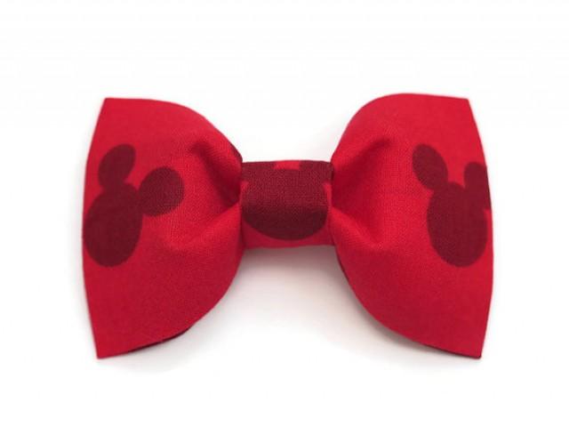 wedding photo - Baby/ Toddler/ Boy Bow Tie made with Disney Mickey Mouse Fabric, 1st Birthday Bow Tie, Ring Bearer Bow Tie, Ready to Ship