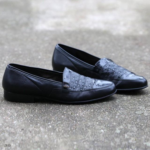 Size Men 9 Black Woven Loafers Men Mens Slip On Flats 80s