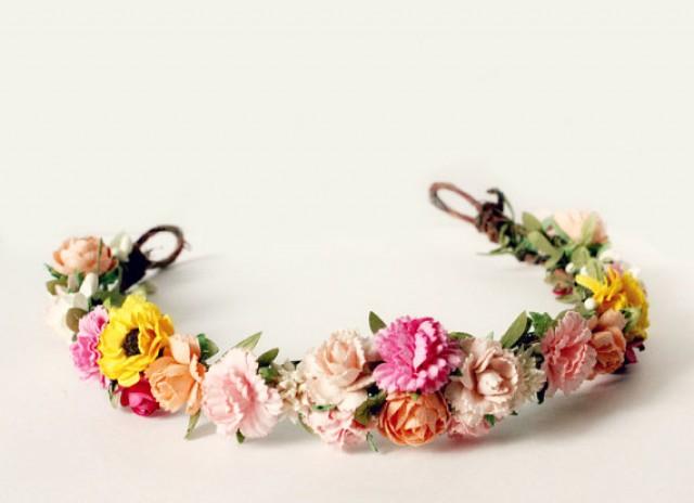 wedding photo - Spring colorful floral bridal crown