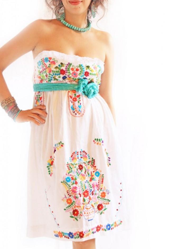 Alegria White Mexican Wedding Dress Bohemian Strapless