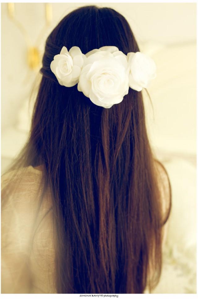 wedding photo - Bridal hair piece, Flower hair piece, Wedding hairpiece, Wedding hair accessories, Rose hair clip, Rose hair flower