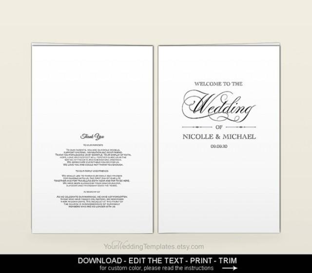 wedding photo - Elegant wedding program template-DIY printable editable wedding program-Instant download-T076