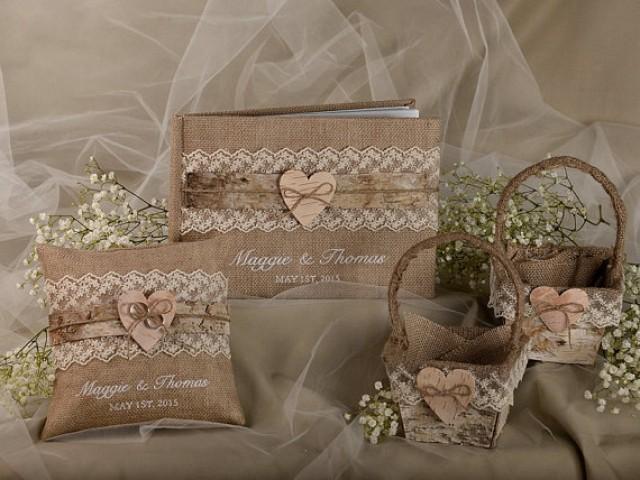 burlap natural birch bark wedding set guest book rustic burlap natural birch bark wedding set guest book rustic