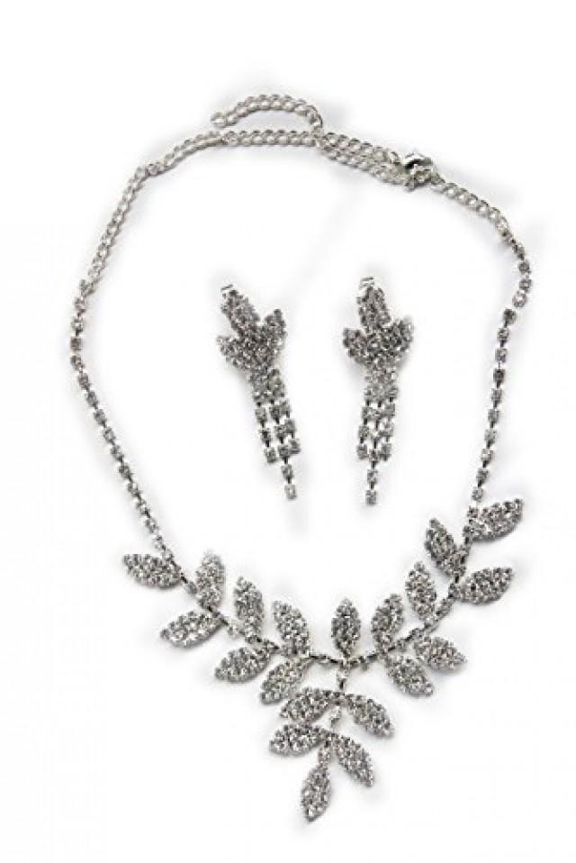 wedding photo - Staychicfashion Sparkly Crystal Beaded Wedding Necklace Earrings Jewelry Set