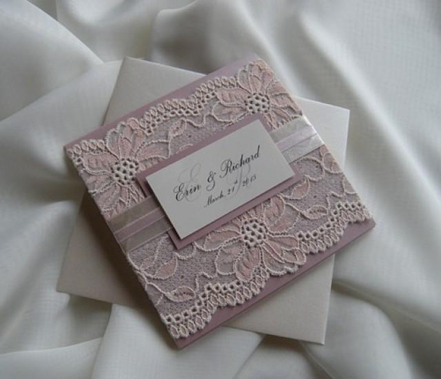 wedding photo - Wedding Invitation, Lace Wedding Invitation, Blush Lace Wedding Invita