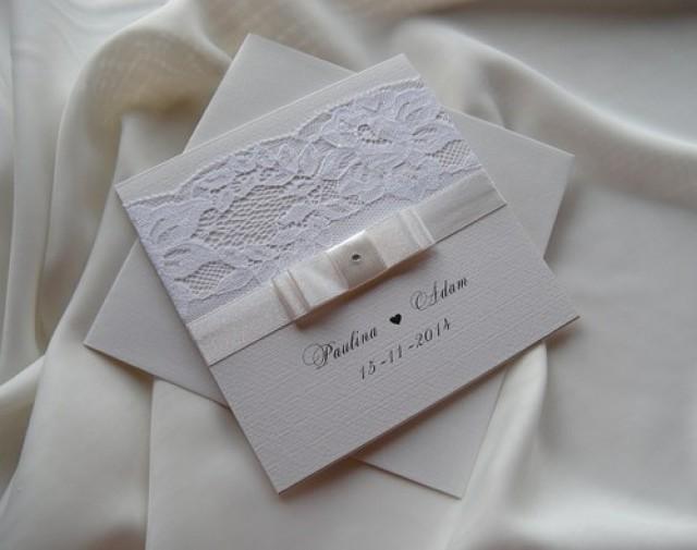 wedding photo - Wedding Invitation, Lace Wedding Invitation, White Invitations 