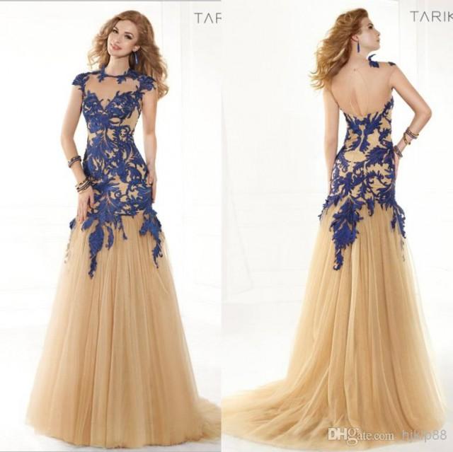wedding photo - Hot Selling Sexy Illusion Jewel Neckline Sheer Backless Tarik Ediz 2014 Evening Dresses Applique Prom Dresses Floor-Length Evening Gowns Online with $109.98/Piece on Hjklp88's Store 