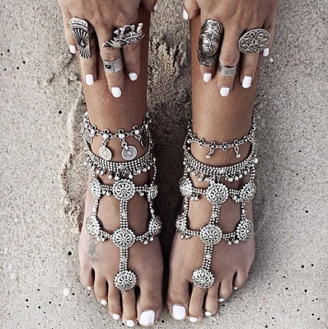 Ladies Boho Goddess Barefoot Sandals. Sold As Pair. Tribal Footwear ...