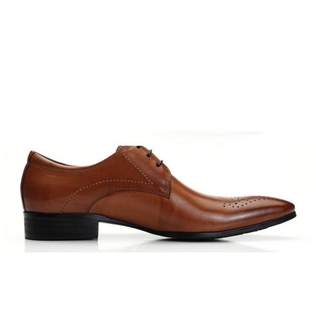 wedding photo - LIFE STYLE Mens Italian Tan Brown Leather Oxford Shoes