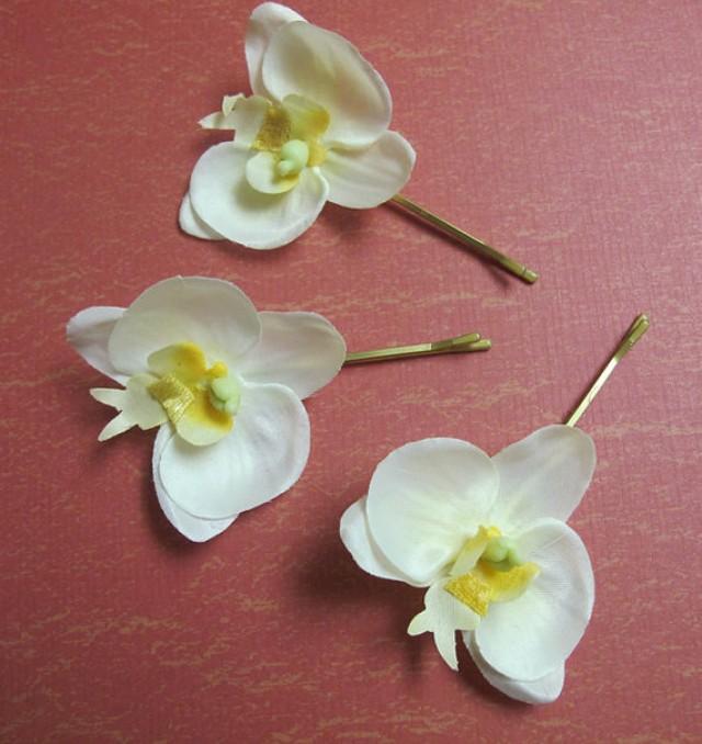 white orchid clip flower hair pin flower hair white yellow orchids set of 3 bobby pin flowers hair weddings 2280489 weddbook white orchid clip flower hair pin flower hair white yellow orchids set of 3 bobby pin flowers hair weddings 2280489 weddbook