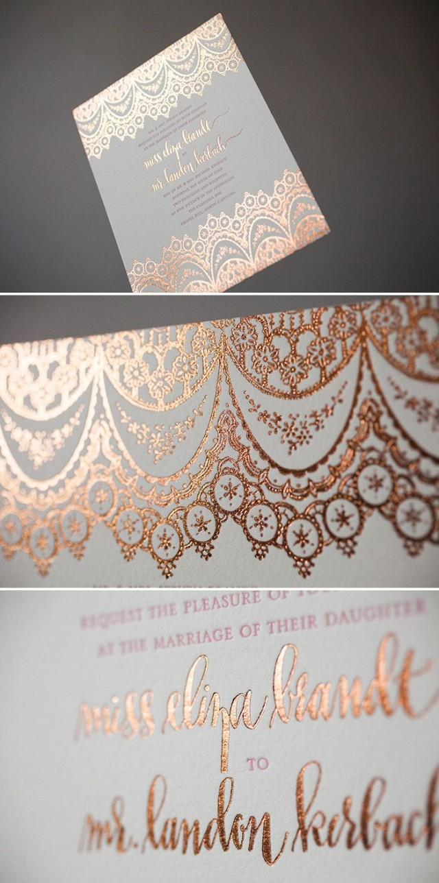 wedding photo - Elegant   Exotic Wedding Invitations In Copper Shine Foil