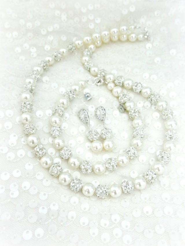 Pearl Bridal Jewelry Set // Full Jewelry Set // Necklace // Bracelet