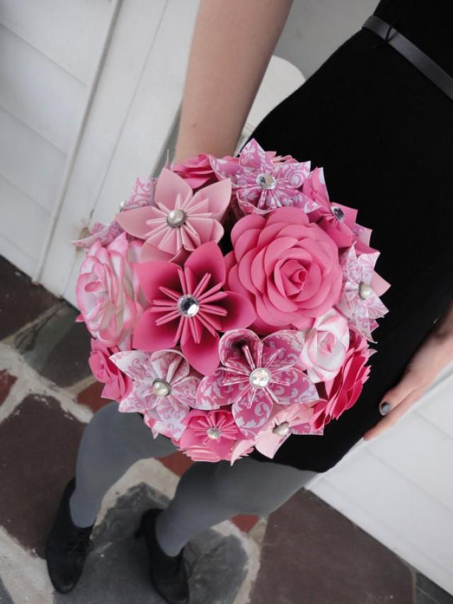 Large Rose Paper Flower Bridal Bouquet Wedding Kusudama Origami Paper