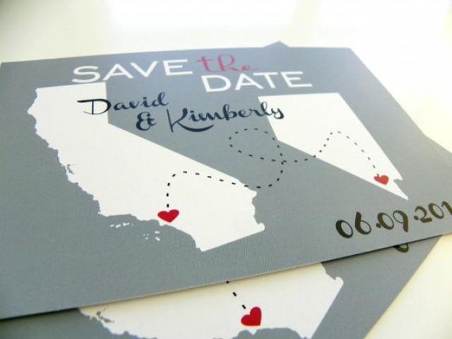 Save The Date Postcards Custom State Wedding Map - Set Of 48 - Love Will Find A Way Series