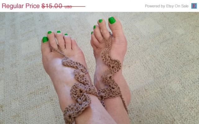 ON SALE Barefoot Sandals Beach Anklet Beach Wedding Dancing Crochet