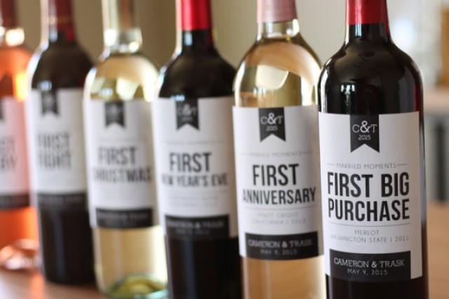Wine Labels For First Married Moments - Customizable - Wedding Gift ...