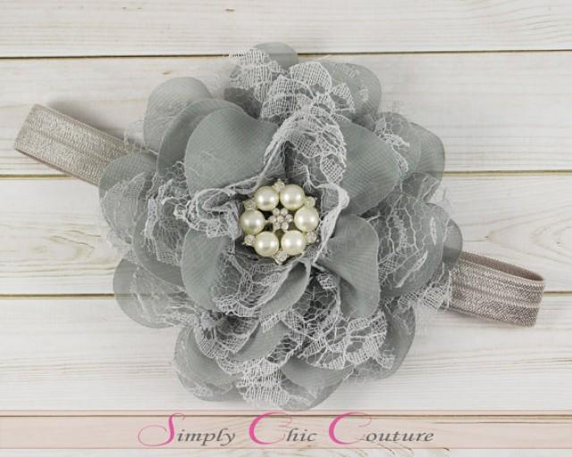 soft pink gray feather and flower newborn headband newborn gray flower headband wedding headband grey baby soft pink gray feather and flower newborn headband newborn gray flower headband wedding headband grey baby