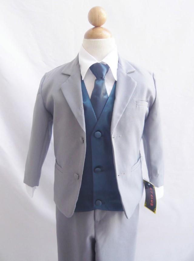 Kids Boys Blazer Suit Set Jacket Vest Pants Bowtie Brooch Formal Tuxedo Outfit Attire Party Wedding Dresswear 2 11 Years I.1011805764