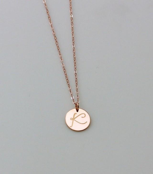 Rose Gold Initial Disc Necklace Rose Gold Initial Disc Necklace
